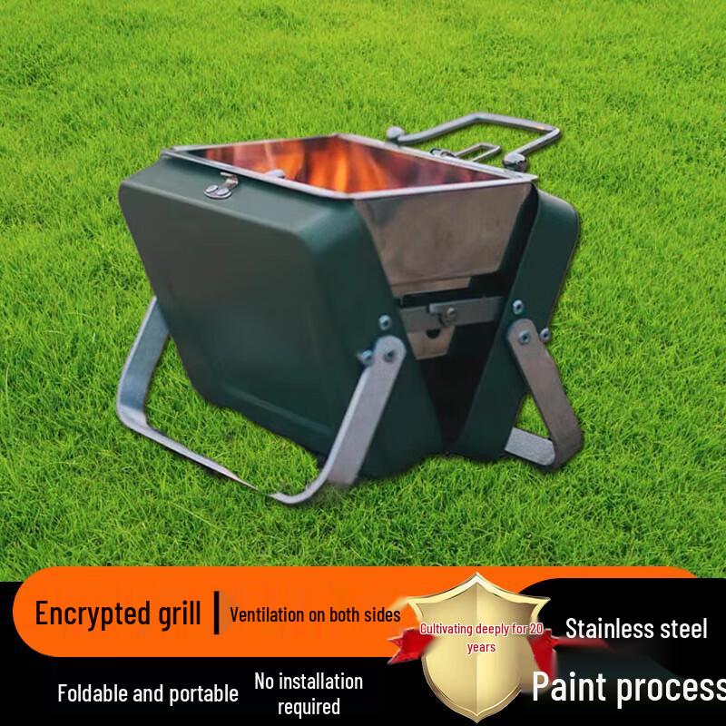 Outdoor Portable Folding BBQ and Wood Stove Grill