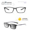 New Fashion Brand Design Square Carbon Fibre Male Exquisite Eyeglass  TR Frame Photochromic Anti Blue Light Men Reading Glasses