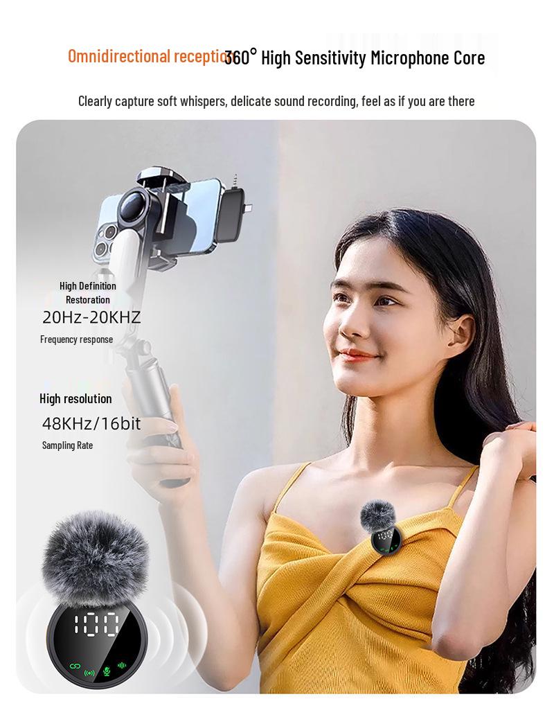 A8 Wireless Lavalier Microphone: 3-in-1 Noise Reduction for Outdoor Live Audio Recording & Universal Camera Use