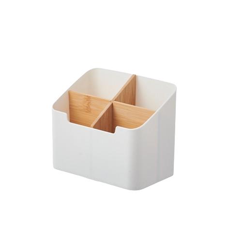 2PCS Organiser Bamboo Wooden Compartment Organiser Multi-functional Desktop Organiser Cosmetic Stationery Remote Control Storage