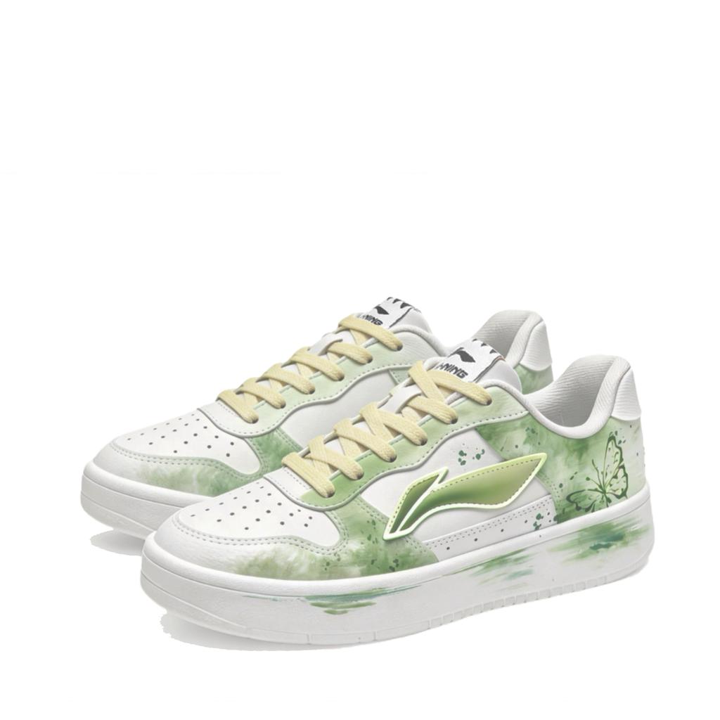 Li Ning Floating Boat Spring Bud Box Abrasion Resistant Slip Resistant Low top Skateboard Shoes Women's Green AGCS420-6(TeamM--BOX)
