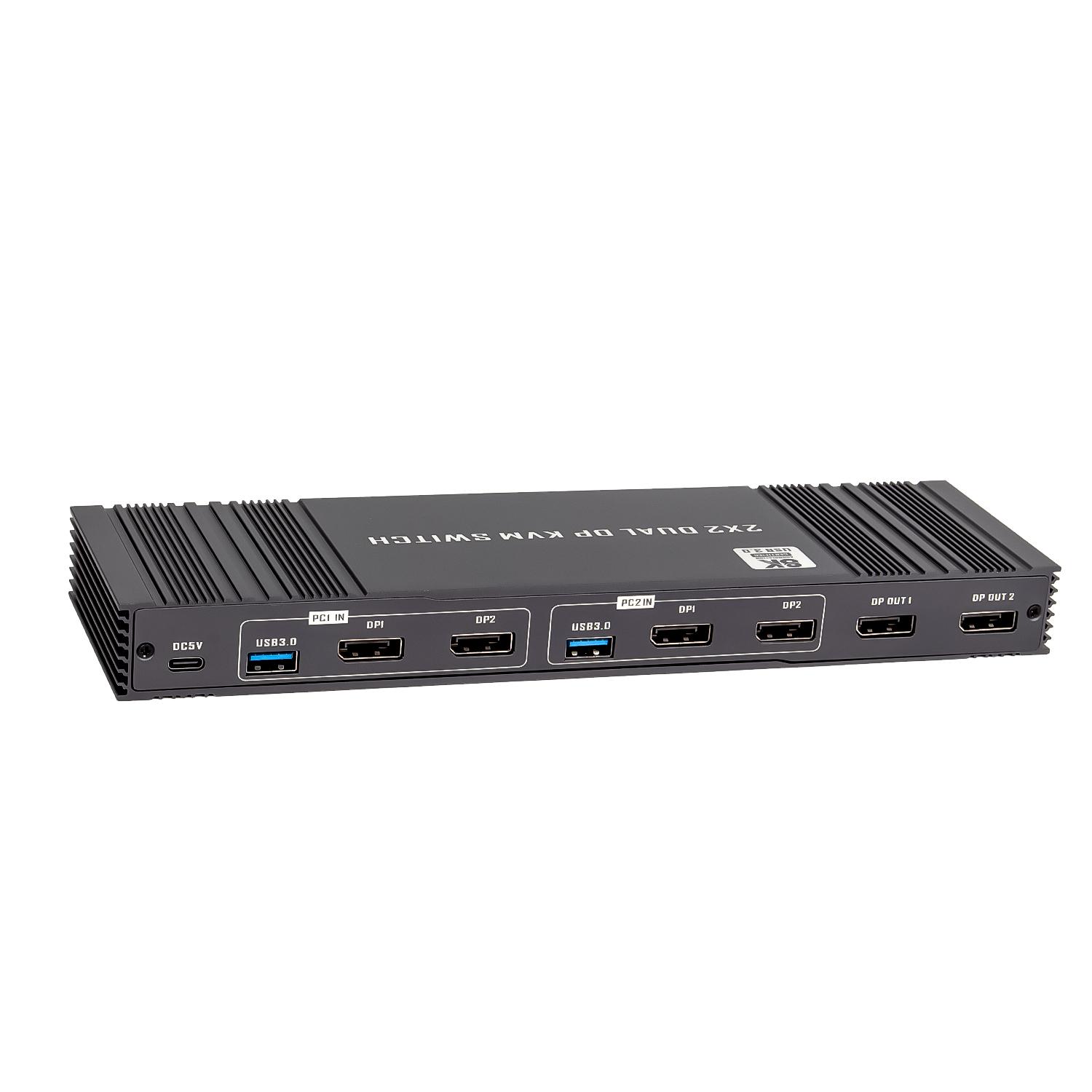 

K10-2 USB 3.0 Dual DP Output 8K 60Hz 2x2 Version 2.1 KVM Switcher for 2 Computers/Monitors EU Plug