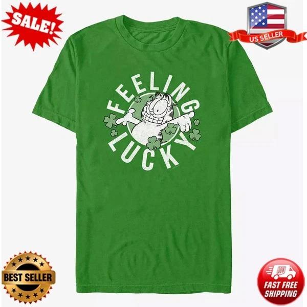 Garfield Feeling Lucky St Patrick Day T-Shirt S-5XL 4XL