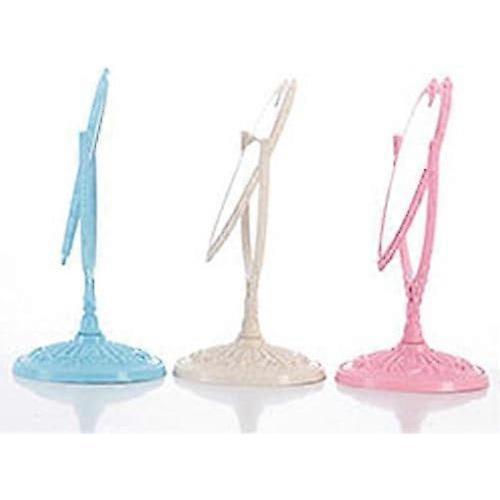 Makeup Mirror 2 Side Comestic Rotat Stand Table Plastic Dresser Heart Shape Mirrors Cosmetic Tool-Beige