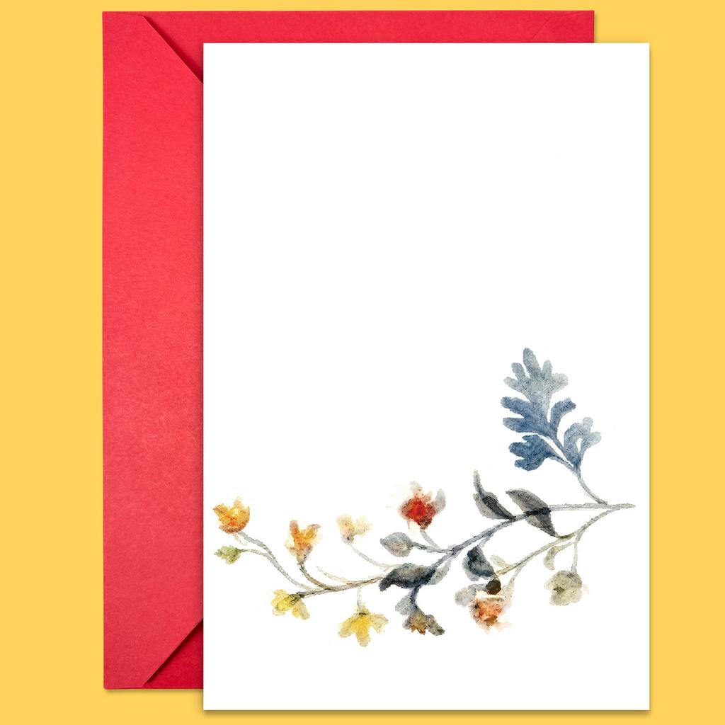 1 Watercolor Flower Series Greeting Card Envelope Set Universal Handwritten Greetings Message Card Gift Thank You