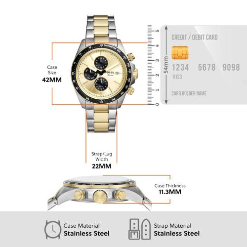 Fossil AUTOCROSS BQ2876 Men's Watch, Silver & Gold