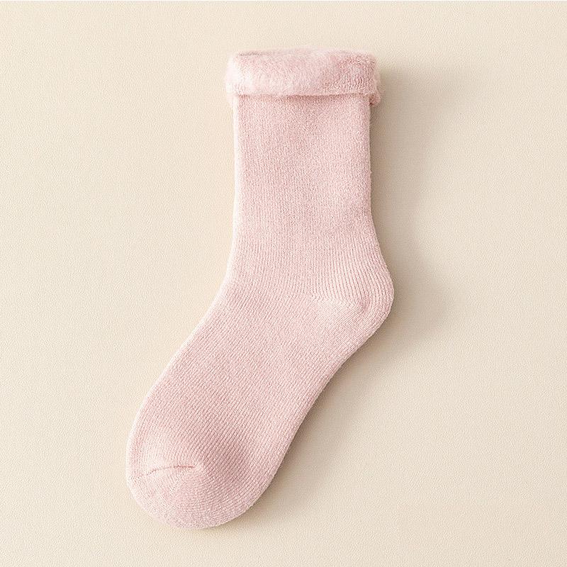 

Женские кашемировые носки, зимние, утолщенные, теплые и устойчивые к холоду, средние носки-трубы, однотонные, простые, для сна, носки-полуноски