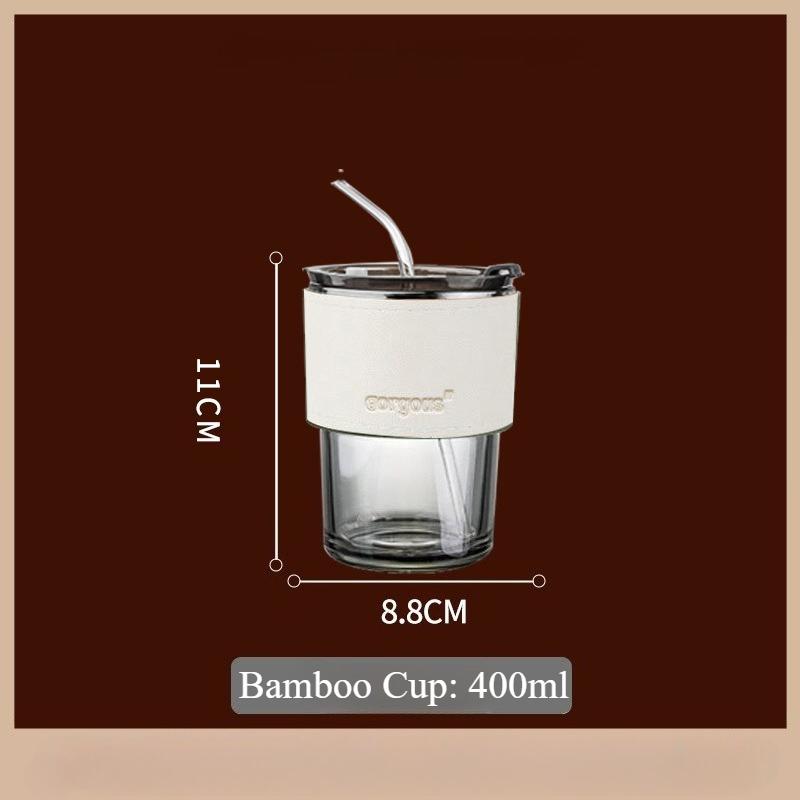 Glass Sipper Cups Reusable Spill-Proof Drinking Cups with Lid Straw for Birthday Party Travel Xmas Juice Mug Water Bottle Cups
