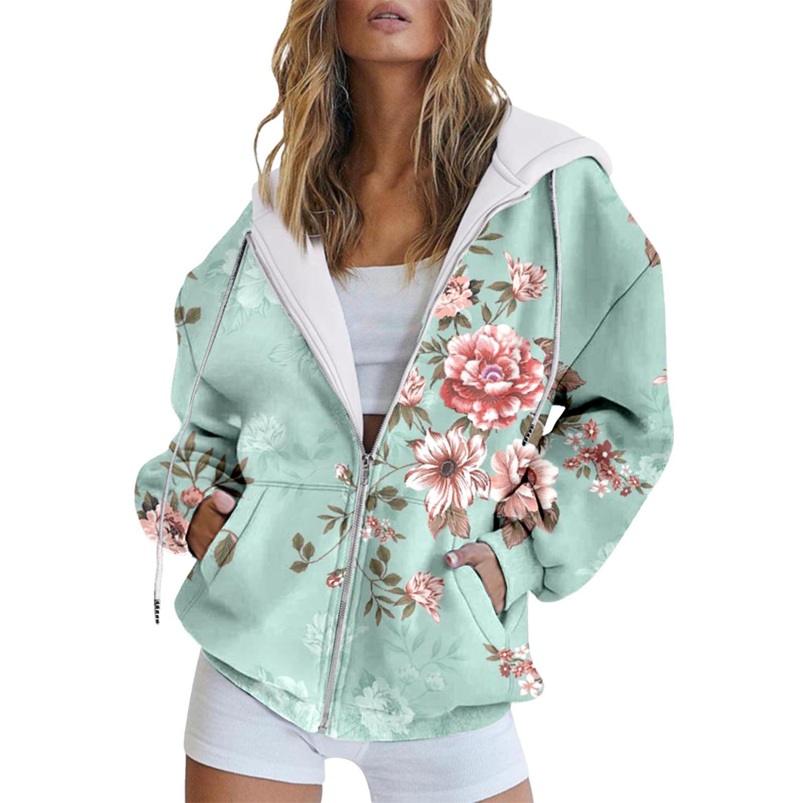 

Карманный цифровой европейский и американский стиль минималистский темперамент, мода на растительные цветы, толстовка с капюшоном на молнии, с длинными рукавамиMC4 6XL