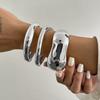 Zinc Zinc Zinc Alloy Simple Metal Bracelet Textured Wide Side Bangle Charms Exaggerated Bracelet  Daily