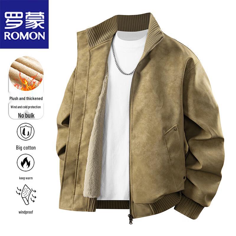 ROMON Men's Warm Faux Leather Jacket