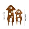 Mushroom House-Shaped Mushroom Garden Inserts Metal Rusty Mushroom Plaque  Courtyard Balcony