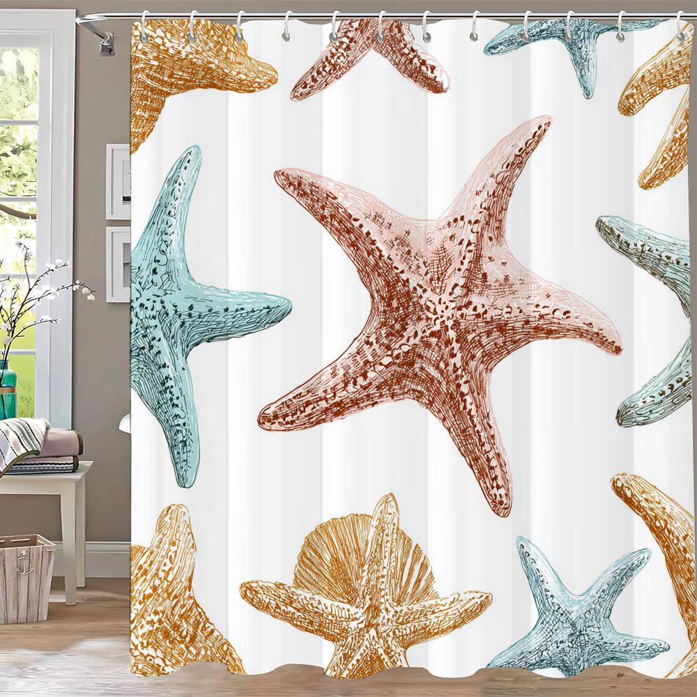 

Simple Ocean Lighthouse Style Printing Shower Curtain, Bathroom Decorative Shower Curtain, Waterproof Shower Curtain With Hooks W60H190(CM)-1 Pcs