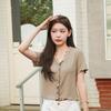 2024 Spring/Summer Slimming Ruffle V-Neck Knit Cardigan - Women's Long Sleeve Base Layer Top