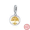 Fit Original Pantaro Charms Bracelet 925 copper Two-tone Heart Ring Mom Tree Bicycle Star Castle Candle Golden Beads DIY Zircon
