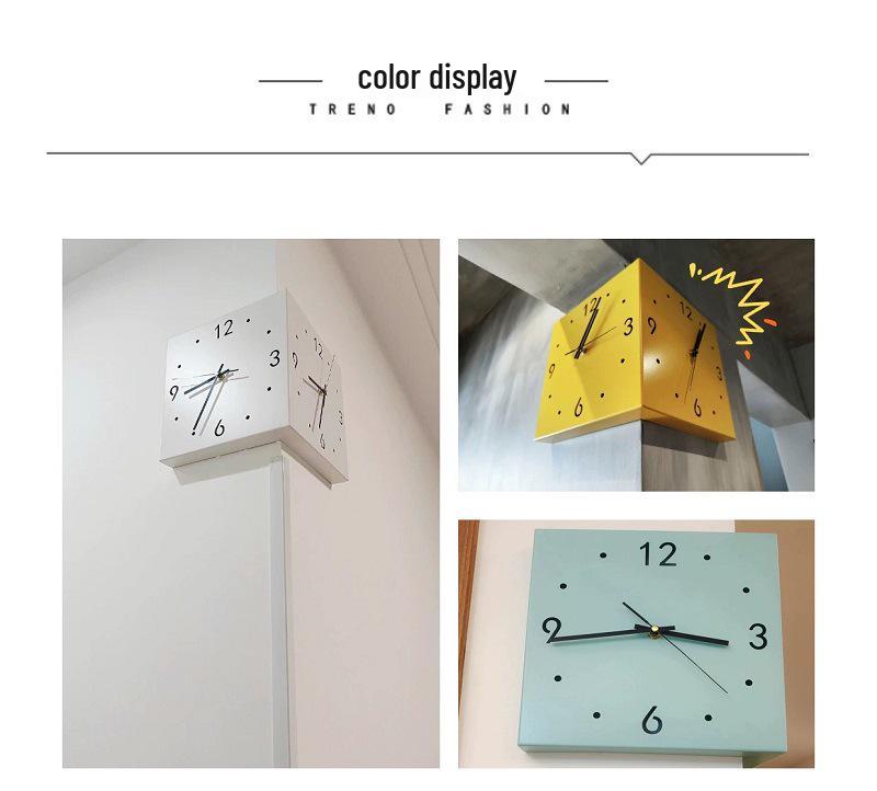 Creative Modern Double-Sided Wall Clock for Living Room – Stylish Corner Design, Minimalist Ins Style