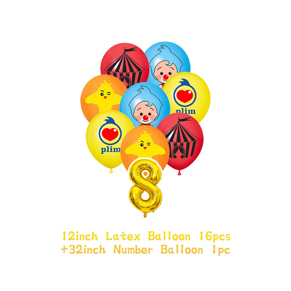 Cartoon Pliming Plims Thema Kindergeburtstag Party Dekoration Hintergrund Zubehör Ballon Set Kuchenaufsätze Banner Kulisse Kindergeschenk
