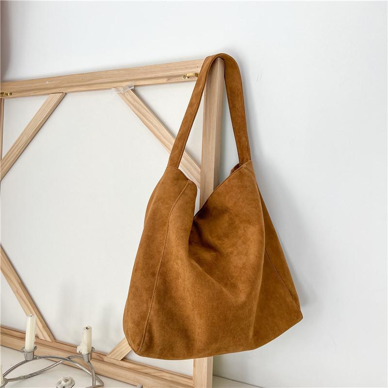 Yogodlns Zamszowa torba tote dla kobiet Jesień Zima Matowa Casualowa Duża pojemność Do dojazdów Torby na ramię Vintage Jednolita Wszechstronne torebki
