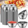12/120 Stück Saucen-Dip-Schüssel 45/55ML Mini Wiederverwendbare Gewürzbecher Dip-Becher 304 Edelstahl Dip-Becher Runde Saucenschälchen