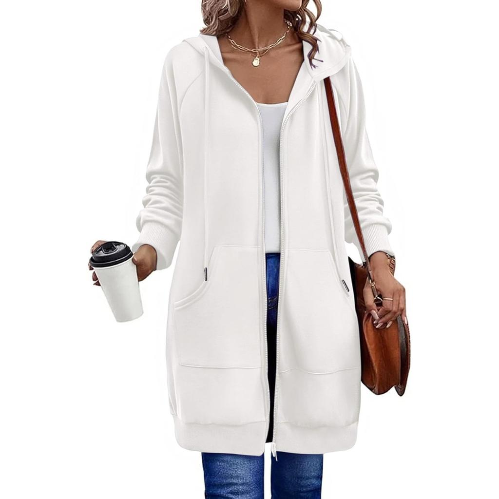 Women's Fashionable Loose-fitting Long-sleeved Casual Jacket With Zipper Hoodie