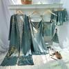 Women's Four Seasons Tie-Up Robe & Nightgown Set - Thin, Mid-Length Pajamas