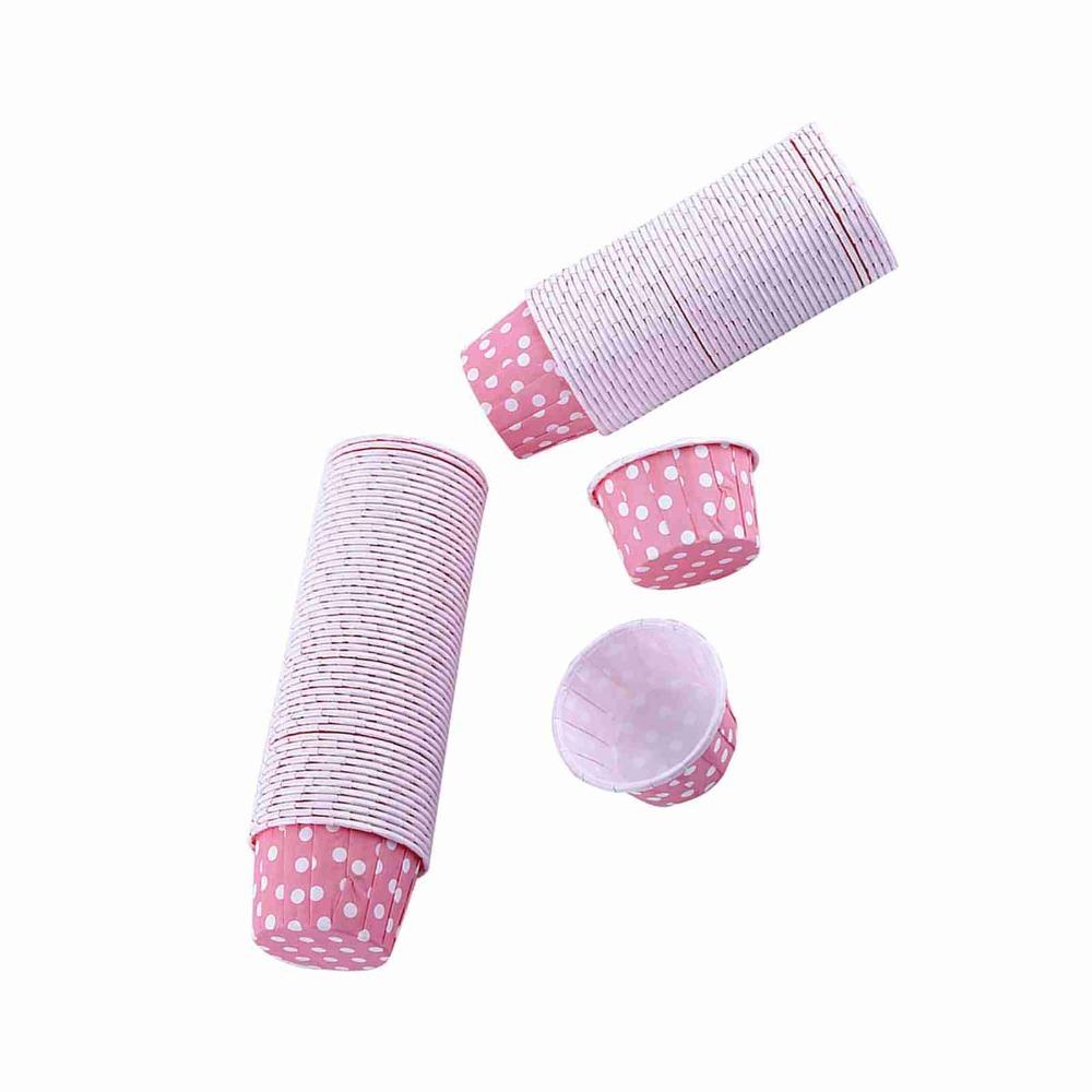 100pcs Coated Paper Paper Cake Cupcake Liner Polka Dot Rolled Edge Polka Dot Baking Cups Non-Stick Round Muffin Baking Cup розовый