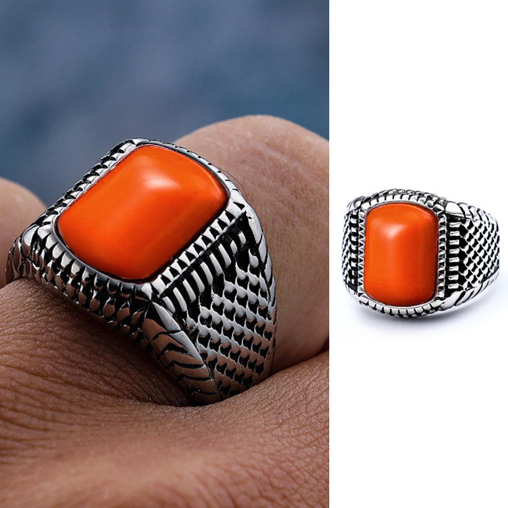 Anillo Retro Colorido de Piedras Preciosas Moda Masculina Punk Hip Hop Accesorio