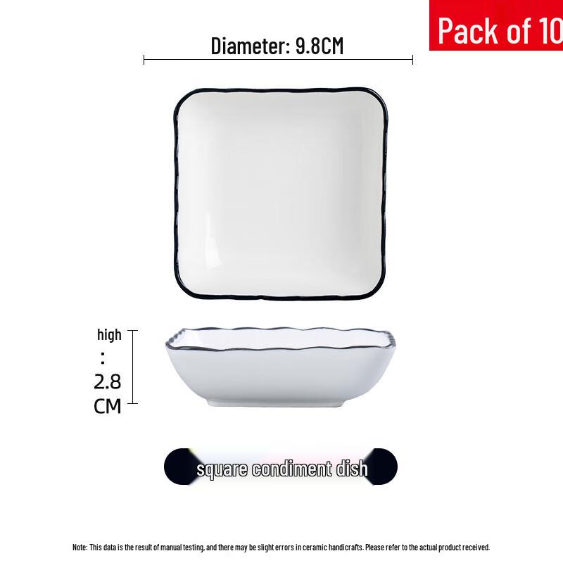 Nordic Style Square Ceramic Dipping Dishes (Set of 10)