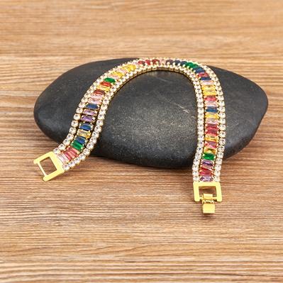 

Nidin Fashion Ins Popular 7 Colors Cubic Zirconia Colorful Bracelet For Women Girls Rainbow Jewelry Fine Birthday Party Gift