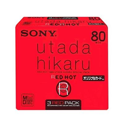 Sony Enregistrement MD RED HOT 80 minutes 3 disques 3MDW80RH Carte originale Utada (Mini-disque) [Hikaru inclus]