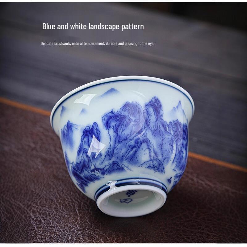 Zebian Retro Blue and White Ceramic Kung Fu Tea Cup