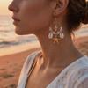 Crystal Circle Conch Starfish Shell Tassel Drop Earrings For Women Men Boho Ocean Seahorse Earrings Trendy Summer Beach Jewelry