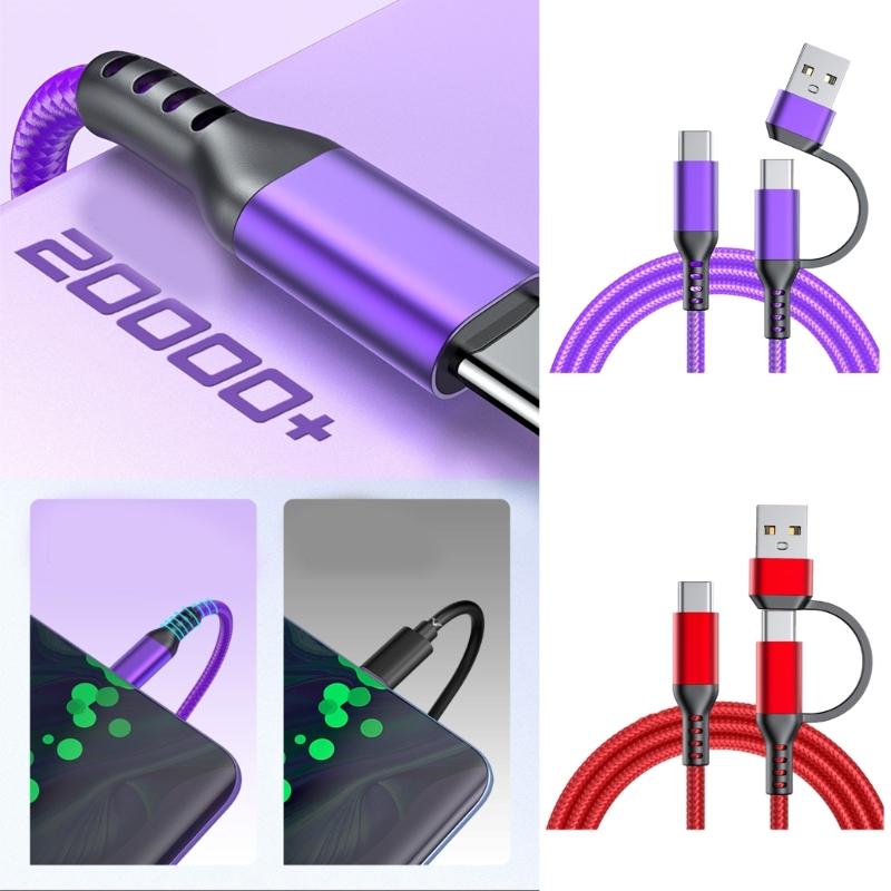 60W Fast Charge USB C Cable for Phones Nylon Braided Charging Cord Data Wire Line with Wide Compatibility 1m