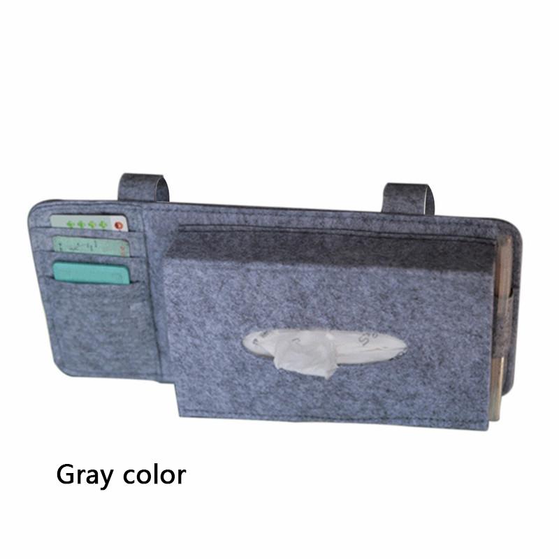 KKJOY Creative Car Sunshade Tissue Box Paper Towel Bag Multi - Function Felt Car Hanging Seat Car Interior Storage Box Supplies