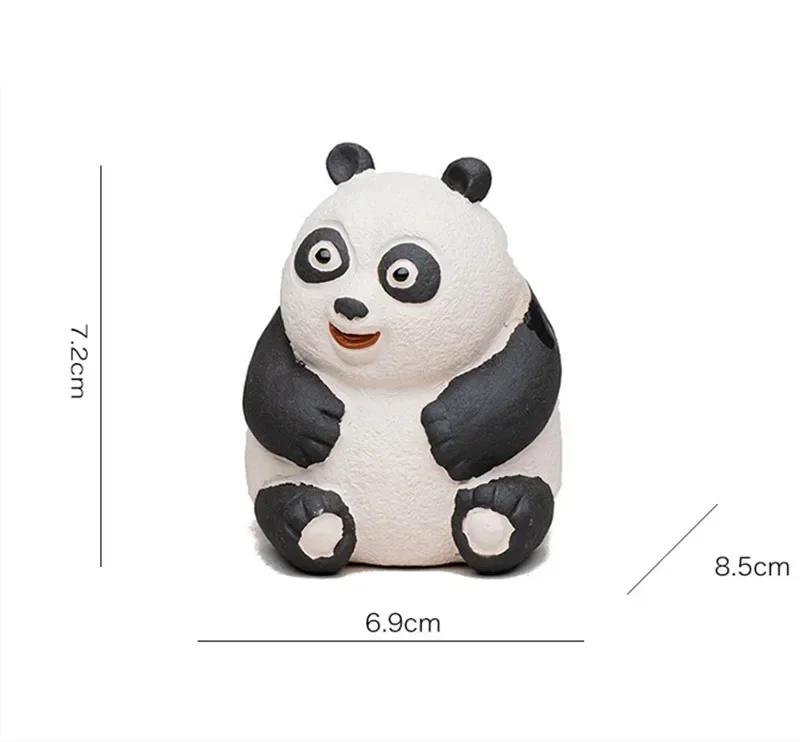 

6.9X8.5X7.2CM Yixing Purple Clay Tea Pet Handmade Carving Cute Panda Statue Craft Tea Set Decoration 6.9X8.5X7.2CM