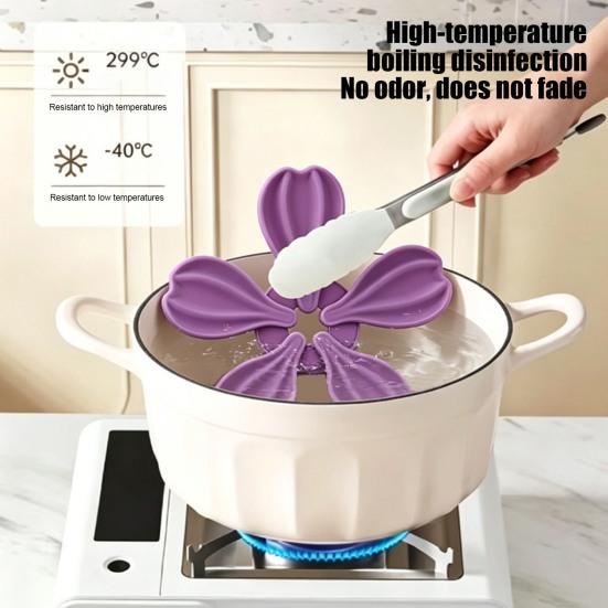 DYS Petal Shaped Coaster, Heat Resistant Silicone Mat, Non-Slip Dishwasher Safe Pot for Kitchen Dining Room