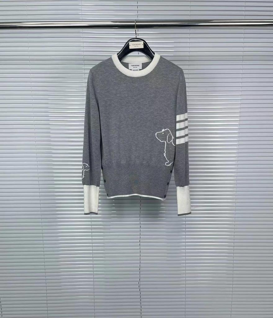 Classic Four-Bar Women's Puppy Jacquard Sweater - College Style, Long-Sleeved, Round Neck, Warm Bottoming Shirt