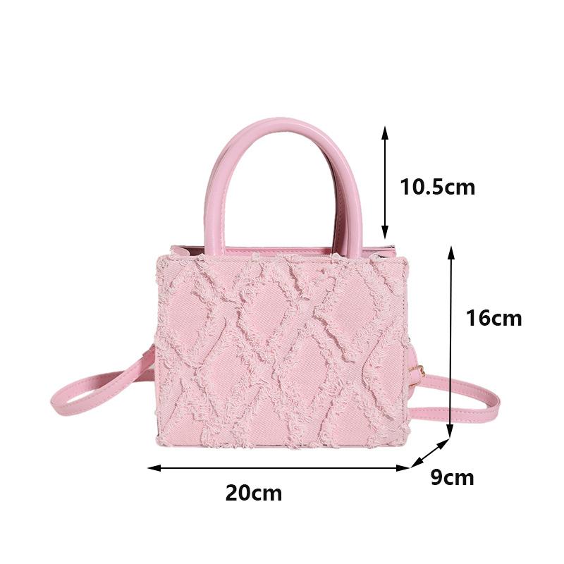 Women's Small Square Bag Diamond Shaped Pattern Raw Edge Shoulder Bag Fashion Trend Crossbody Bag Female Handbag CLE