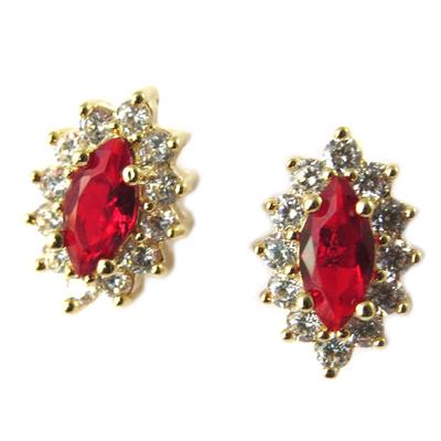 [P1234] - Red White Golden 'Victorina' Earrings
