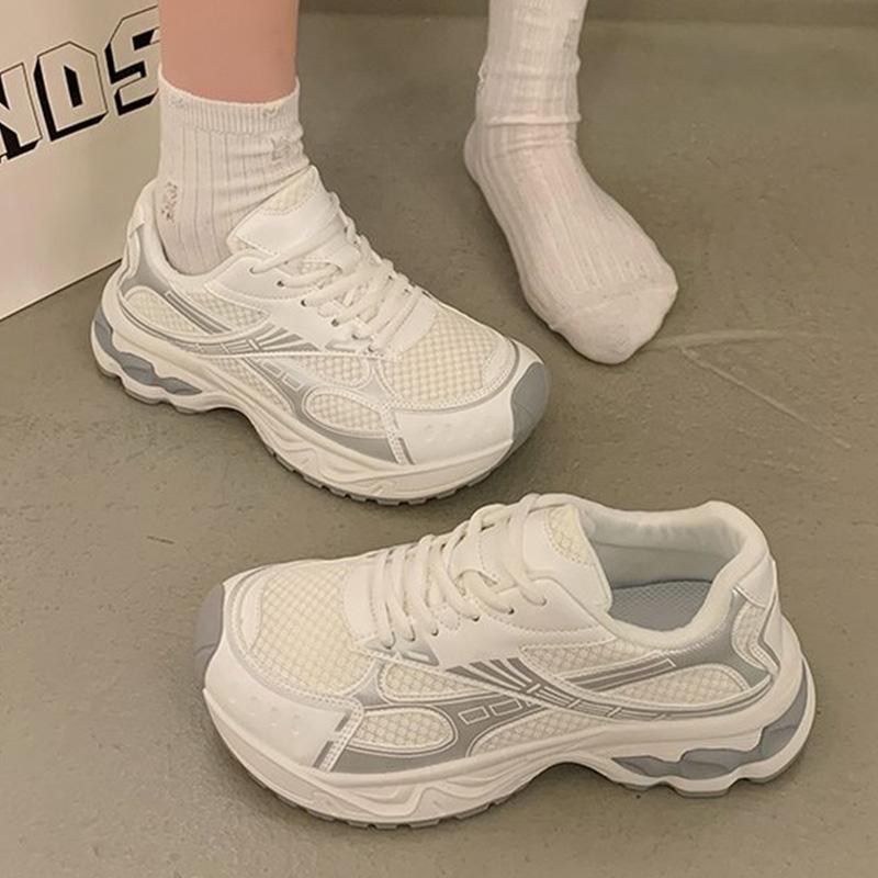 Fashion Spring Autumn Breathable Mesh Sneakers Women Mix Color Lace Up Sports Shoes Woman Wear Resistant Platform Casual Shoes Mujer