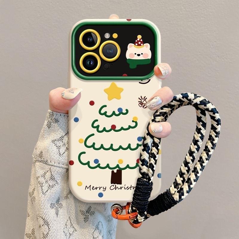 Star Christmas Tree Cartoon Cute Puppy Kawaii Phone Case For iPhone 17 air 16 15 14 13 12 11 Pro XR XS X Max 7 8 Plus Cover