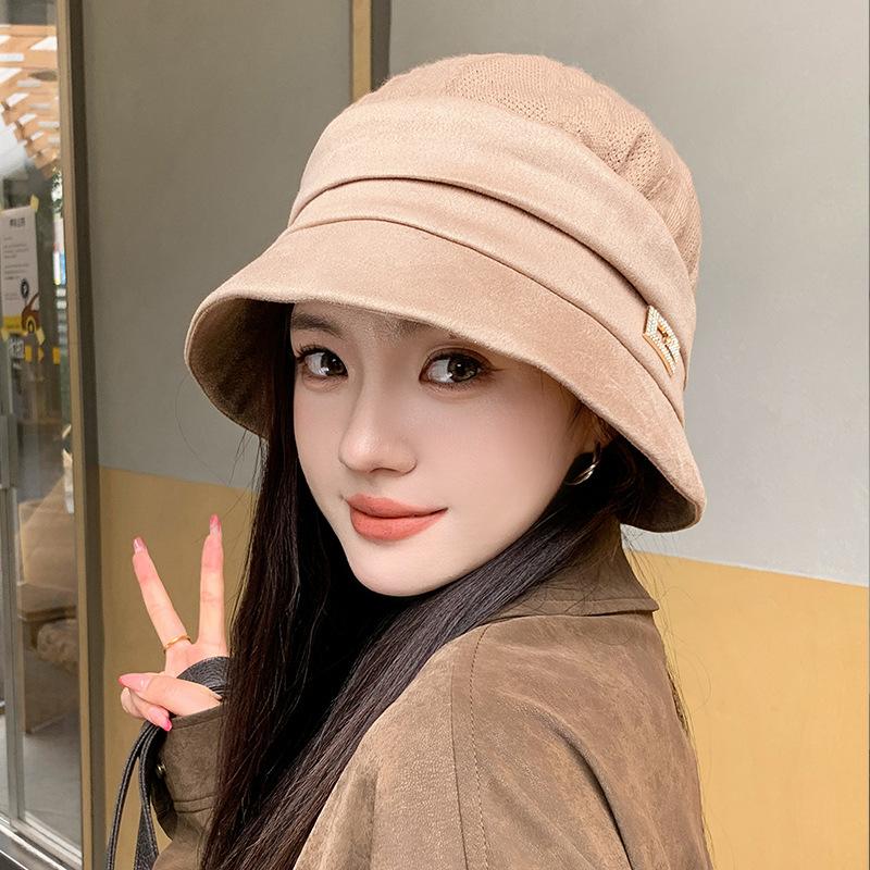 Korean Classic Simple Commuter Hat Feminine Gentle Temperament Wide-brimmed Basin Hat Autumn and Winter New Plain Versatile Bucket Hat