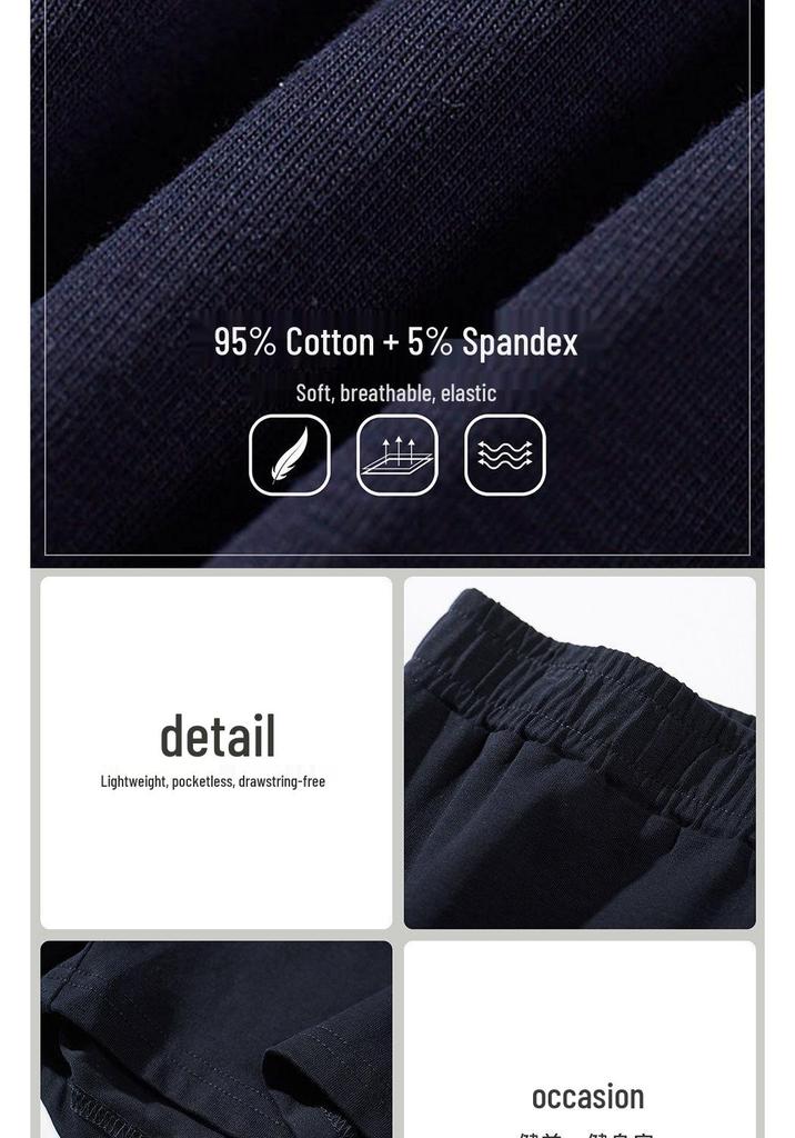 Men's Summer Thin Short-Sleeve Sports Shorts - Pure Cotton, Plus Size, Three-Quarter Length Fitness Wear