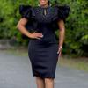 D560 Women's Sexy Beaded Lotus Sleeve Party Dress - 2025 Fashion African Style