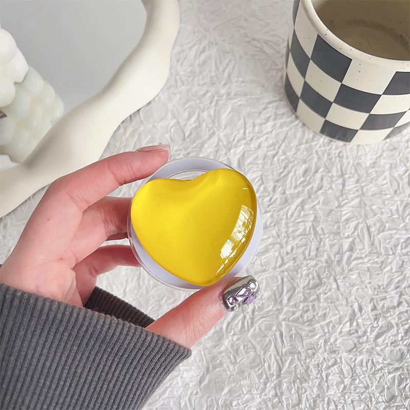 

Симпатичный стеклянный держатель для телефона с магнитным сердечком, карман для гнезда, поддержка Magsafe IPhone Mac Safe, расширяющая подставка для кольца жёлтый