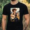 Men's T-Shirt Cowgirl Plays Banjo Motif Cotton Size XS To 5XL