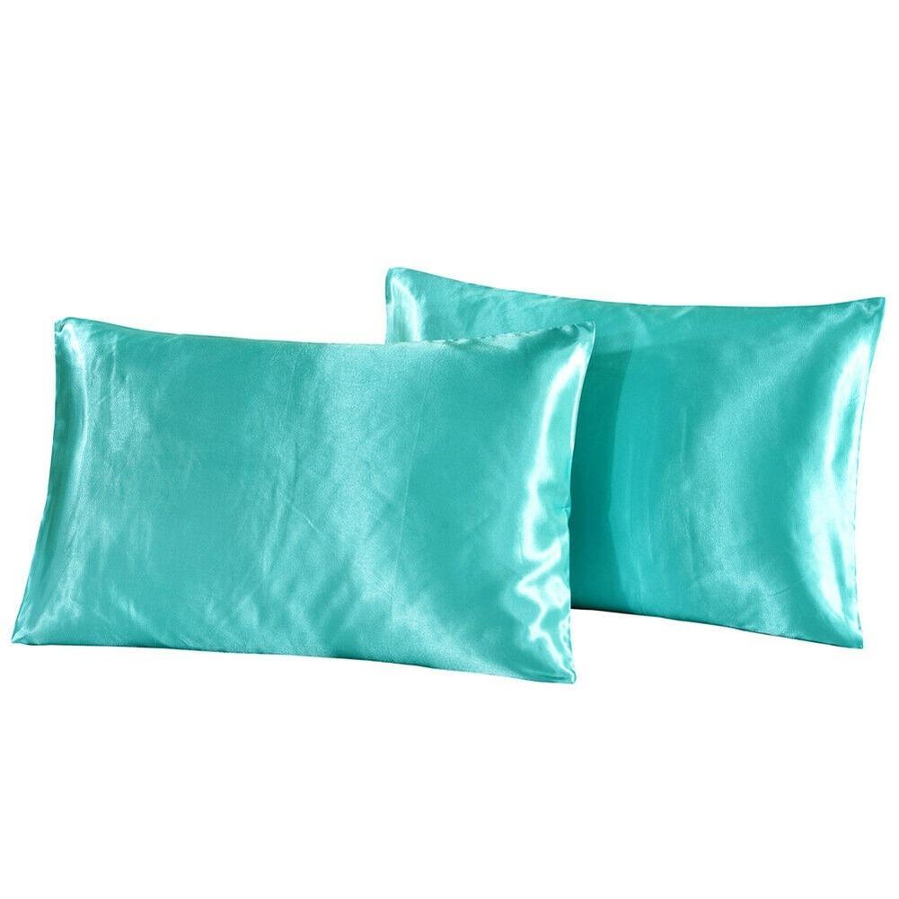 2Pcs Silk Satin Pillow Case Bedding Pillowcase Smooth Home with Envelope Closure Twin/Queen/King Size