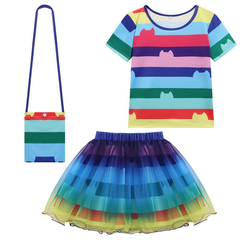 Casa delle Bambole di Gabby Europea Tulle a Strisce Set da 3 Pezzi Gonna Gonfia per Bambina con Borsa