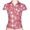 European and American Cross-Border Retro Blue and White Plaid Short-Sleeve Shirt with Buttoned Collar and American-Style Waist-Cinching Short Top