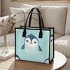 Cute Penguin Printed Tote Bag Casual Large Capacity Handbag for Daily Use